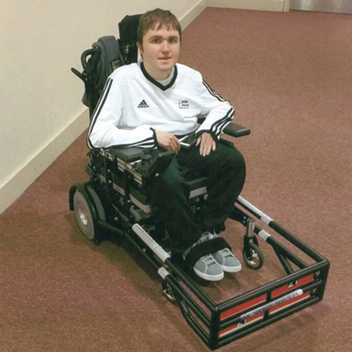 Jake in his new sports wheelchair